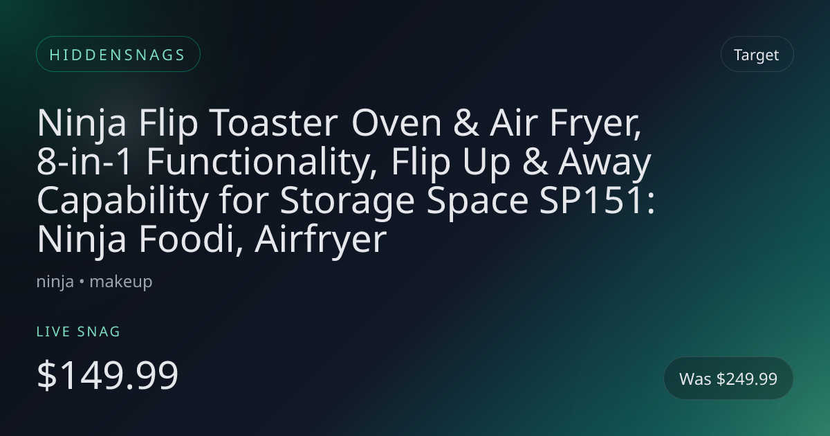 Ninja Flip Toaster Oven & Air Fryer, 8-in-1 Functionality, Flip Up & Away Capability for Storage Space SP151: Ninja Foodi, Airfryer