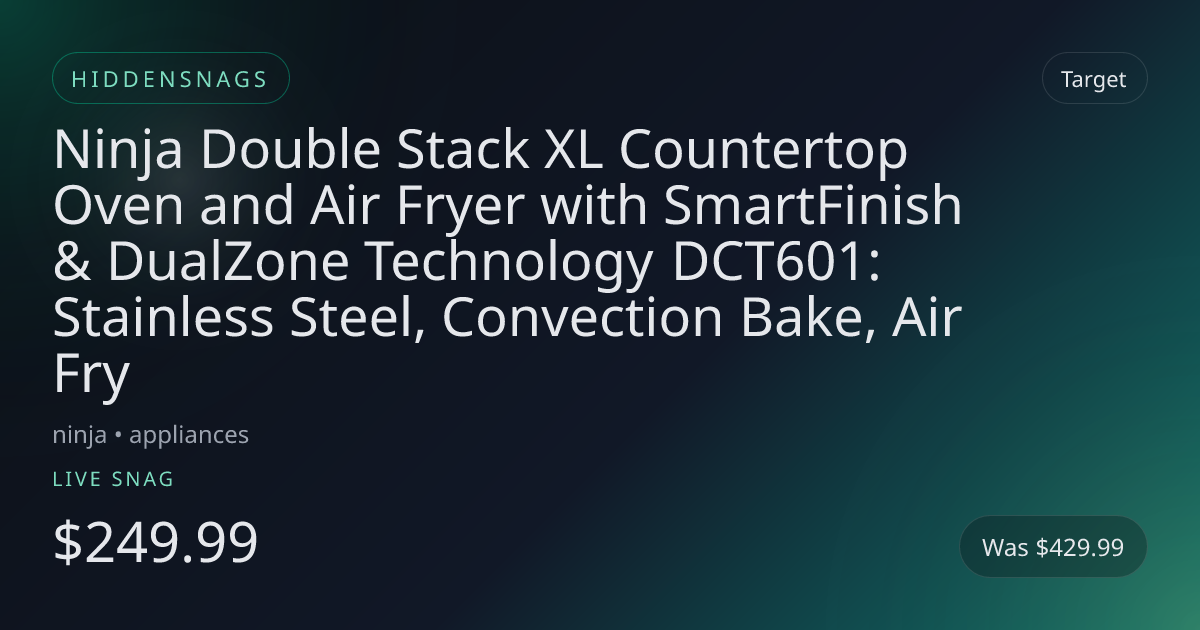 Ninja Double Stack XL Countertop Oven and Air Fryer with SmartFinish & DualZone Technology DCT601: Stainless Steel, Convection Bake, Air Fry