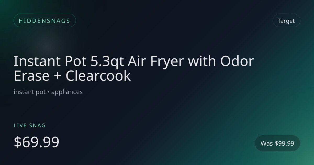 Instant Pot 5.3qt Air Fryer with Odor Erase + Clearcook