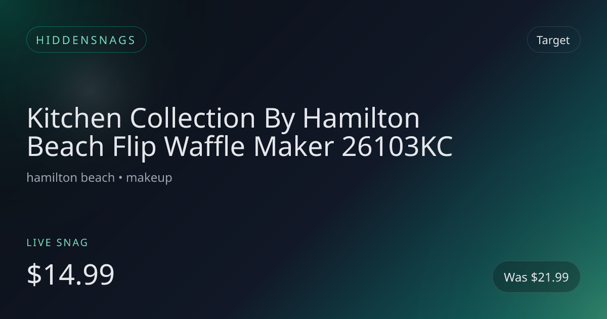 Kitchen Collection By Hamilton Beach Flip Waffle Maker 26103KC