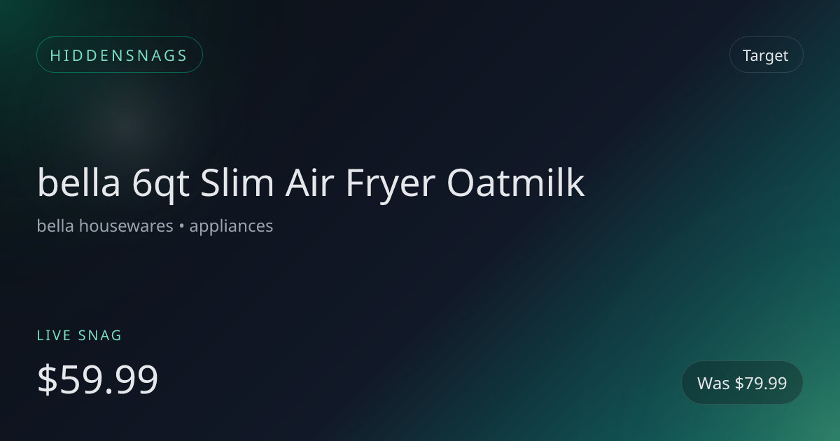 bella 6qt Slim Air Fryer Oatmilk