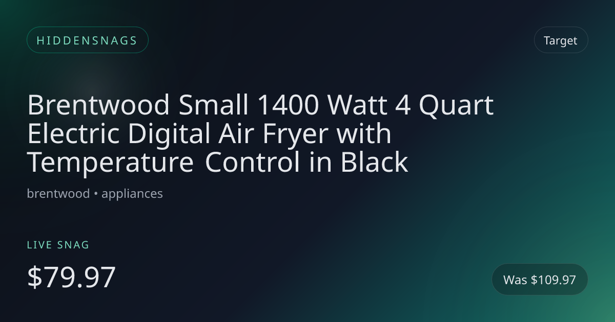 Brentwood Small 1400 Watt 4 Quart Electric Digital Air Fryer with Temperature Control in Black