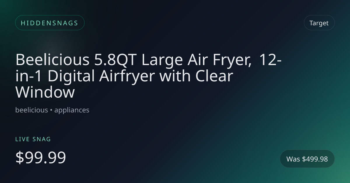 Beelicious 5.8QT Large Air Fryer, 12-in-1 Digital Airfryer with Clear Window