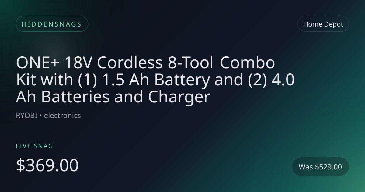 ONE+ 18V Cordless 8-Tool Combo Kit with (1) 1.5 Ah Battery and (2) 4.0 Ah Batteries and Charger