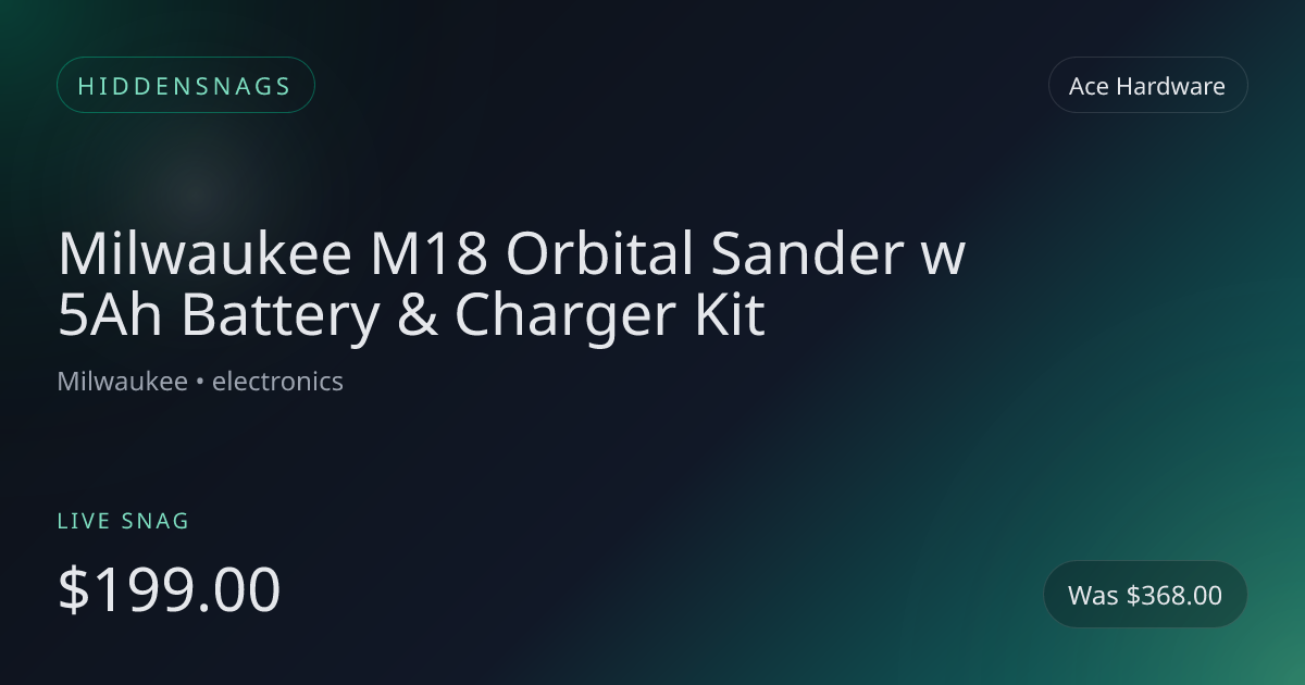 Milwaukee M18 Orbital Sander w 5Ah Battery & Charger Kit