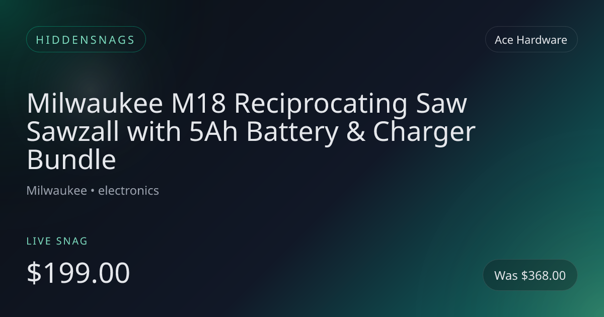 Milwaukee M18 Reciprocating Saw Sawzall with 5Ah Battery & Charger Bundle