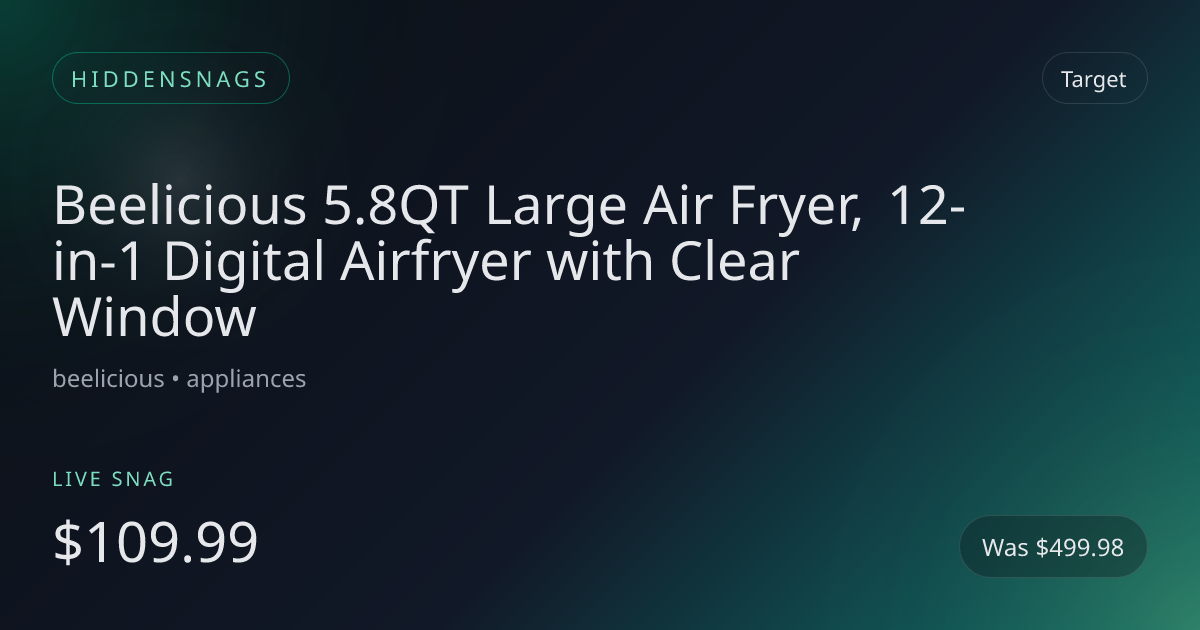 Beelicious 5.8QT Large Air Fryer, 12-in-1 Digital Airfryer with Clear Window