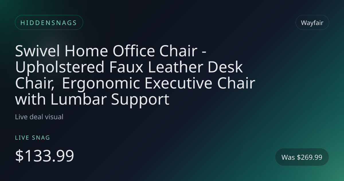 Swivel Home Office Chair - Upholstered Faux Leather Desk Chair, Ergonomic Executive Chair with Lumbar Support