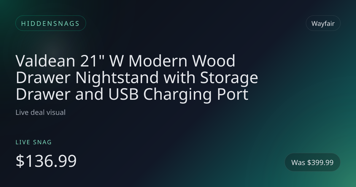 Valdean 21" W Modern Wood Drawer Nightstand with Storage Drawer and USB Charging Port