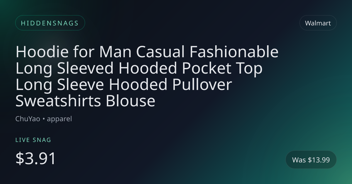 Hoodie for Man Casual Fashionable Long Sleeved Hooded Pocket Top Long Sleeve Hooded Pullover Sweatshirts Blouse