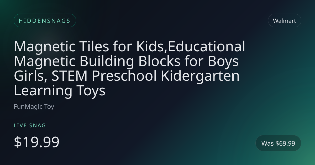 Magnetic Tiles for Kids,Educational Magnetic Building Blocks for Boys Girls, STEM Preschool Kidergarten Learning Toys