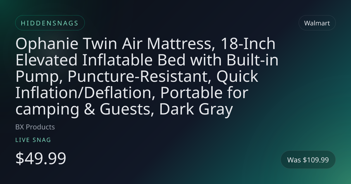 Ophanie Twin Air Mattress, 18-Inch Elevated Inflatable Bed with Built-in Pump, Puncture-Resistant, Quick Inflation/Deflation, Portable for camping & Guests, Dark Gray