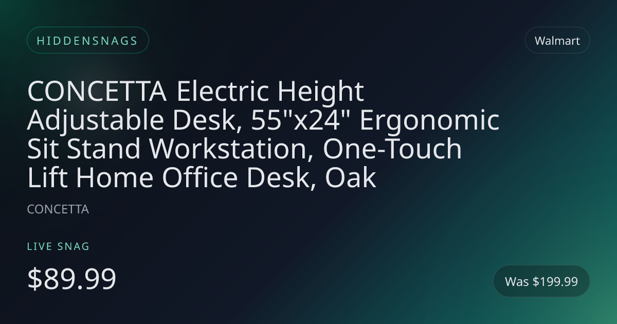 CONCETTA Electric Height Adjustable Desk, 55"x24" Ergonomic Sit Stand Workstation, One-Touch Lift Home Office Desk, Oak