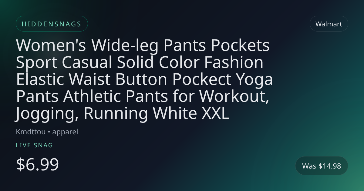 Women's Wide-leg Pants Pockets Sport Casual Solid Color Fashion Elastic Waist Button Pockect Yoga Pants Athletic Pants for Workout, Jogging, Running White XXL