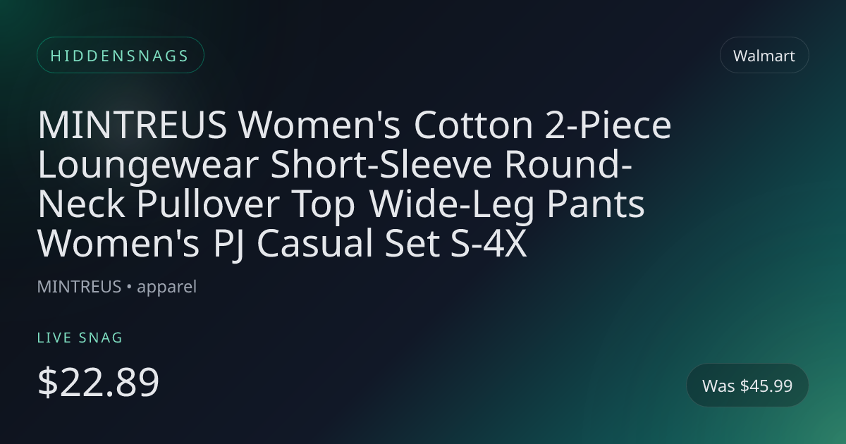 MINTREUS Women's Cotton 2-Piece Loungewear Short-Sleeve Round-Neck Pullover Top Wide-Leg Pants Women's PJ Casual Set S-4X