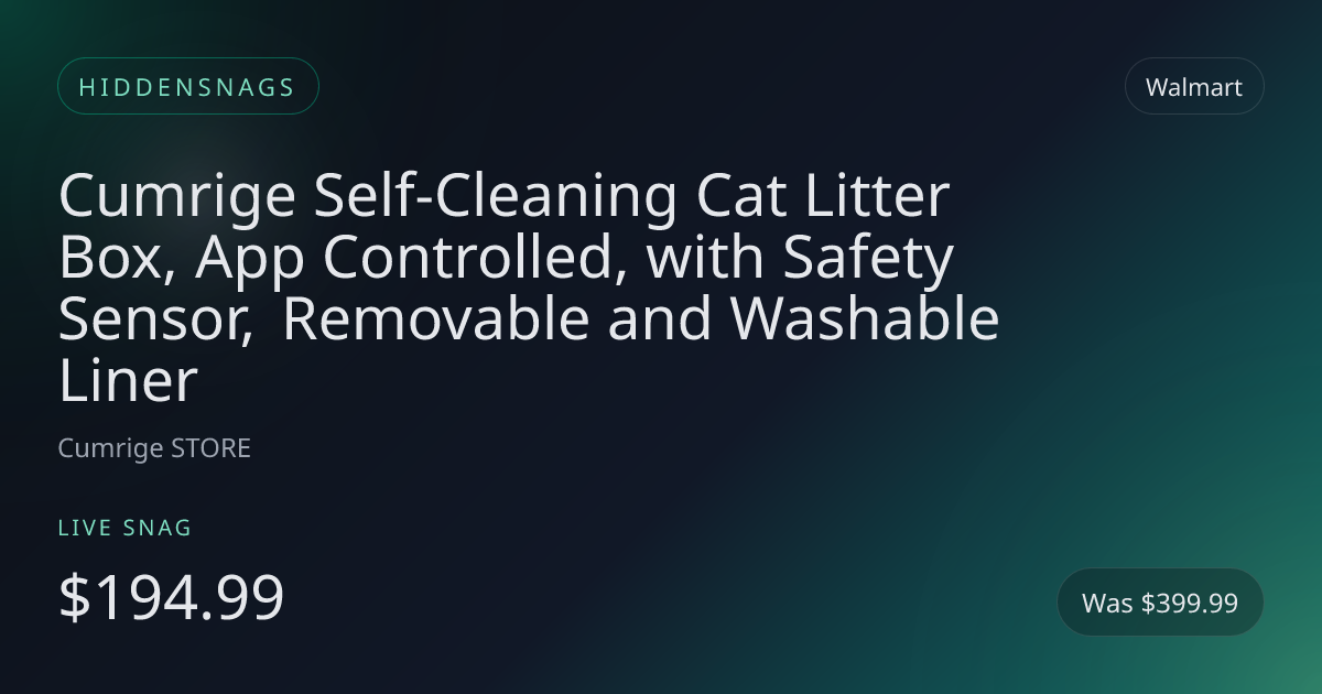 Cumrige Self-Cleaning Cat Litter Box, App Controlled, with Safety Sensor, Removable and Washable Liner