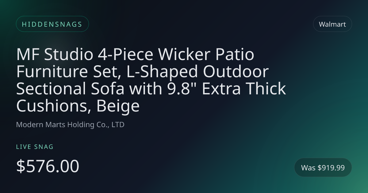 MF Studio 4-Piece Wicker Patio Furniture Set, L-Shaped Outdoor Sectional Sofa with 9.8" Extra Thick Cushions, Beige