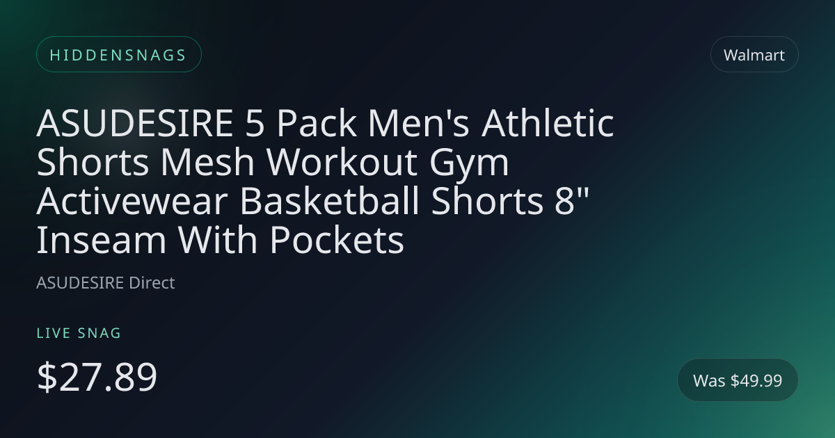 ASUDESIRE 5 Pack Men's Athletic Shorts Mesh Workout Gym Activewear Basketball Shorts 8" Inseam With Pockets