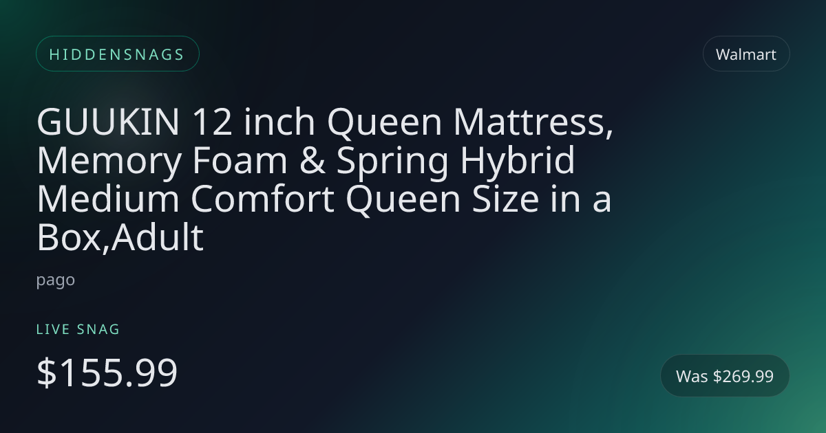 GUUKIN 12 inch Queen Mattress, Memory Foam & Spring Hybrid Medium Comfort Queen Size in a Box,Adult