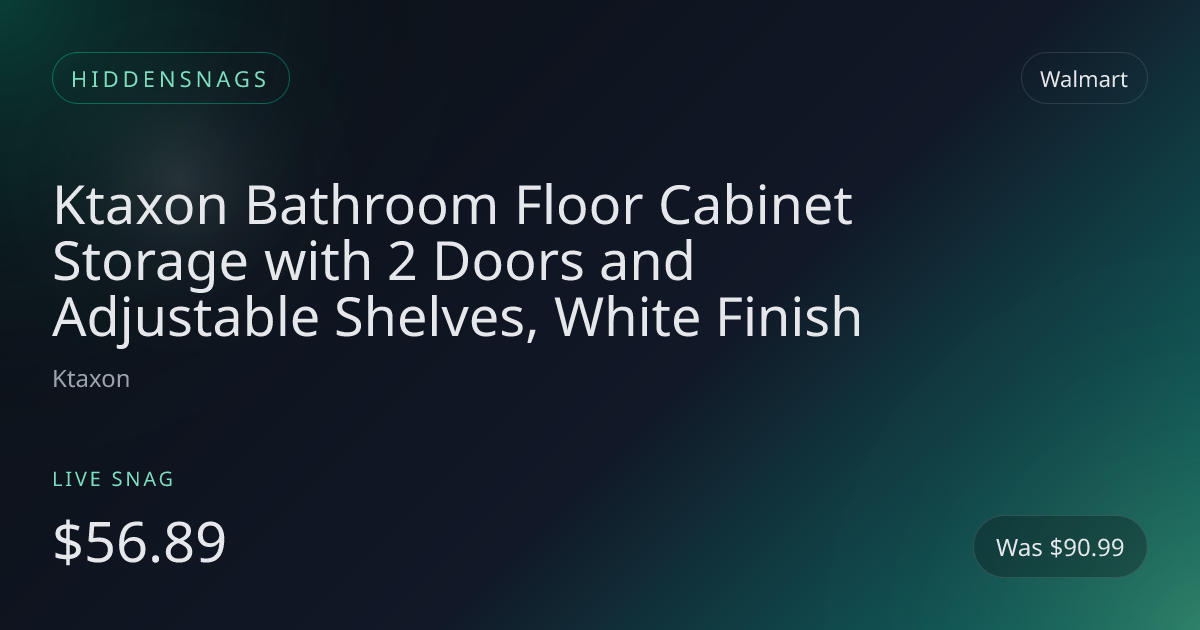 Ktaxon Bathroom Floor Cabinet Storage with 2 Doors and Adjustable Shelves, White Finish