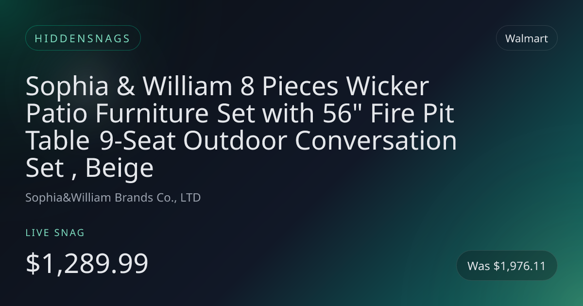 Sophia & William 8 Pieces Wicker Patio Furniture Set with 56" Fire Pit Table 9-Seat Outdoor Conversation Set , Beige