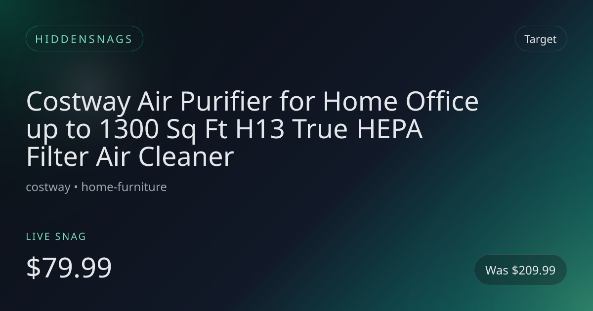 Costway Air Purifier for Home Office up to 1300 Sq Ft H13 True HEPA Filter Air Cleaner