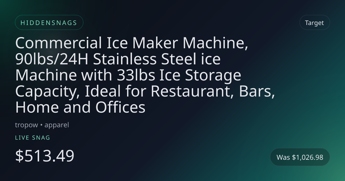 Commercial Ice Maker Machine, 90lbs/24H Stainless Steel ice Machine with 33lbs Ice Storage Capacity, Ideal for Restaurant, Bars, Home and Offices
