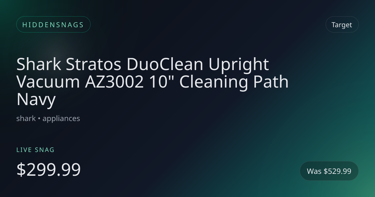 Shark Stratos DuoClean Upright Vacuum AZ3002 10" Cleaning Path Navy