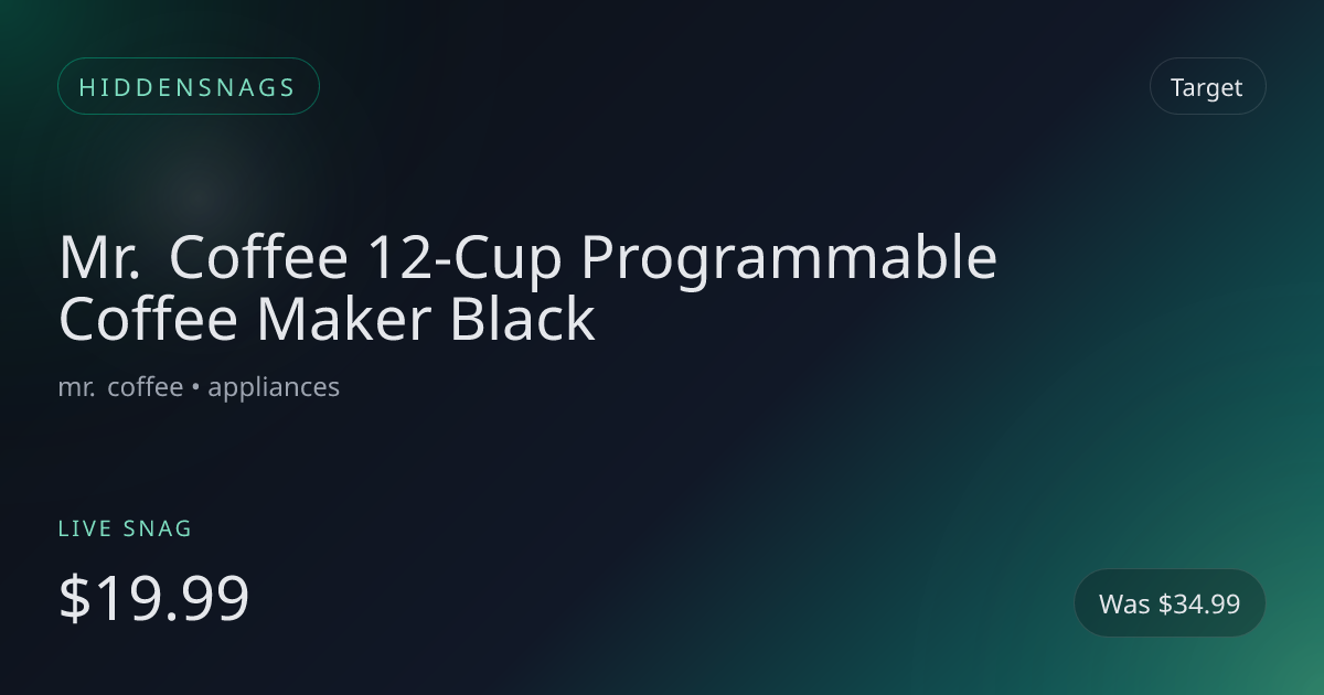 Mr. Coffee 12-Cup Programmable Coffee Maker Black